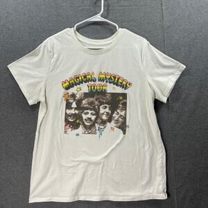 The Beatles Magical Mystery Shirt Women Size XL Cream Casual T Shirt Ladies